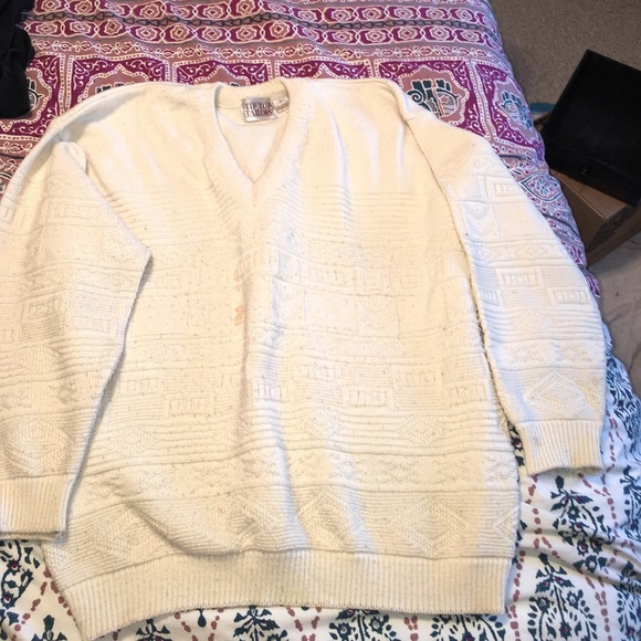 Knit Vintage Mens V-neck Sweater - Picture 1 of 3